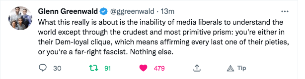 Glenn Greewald quote about the Left